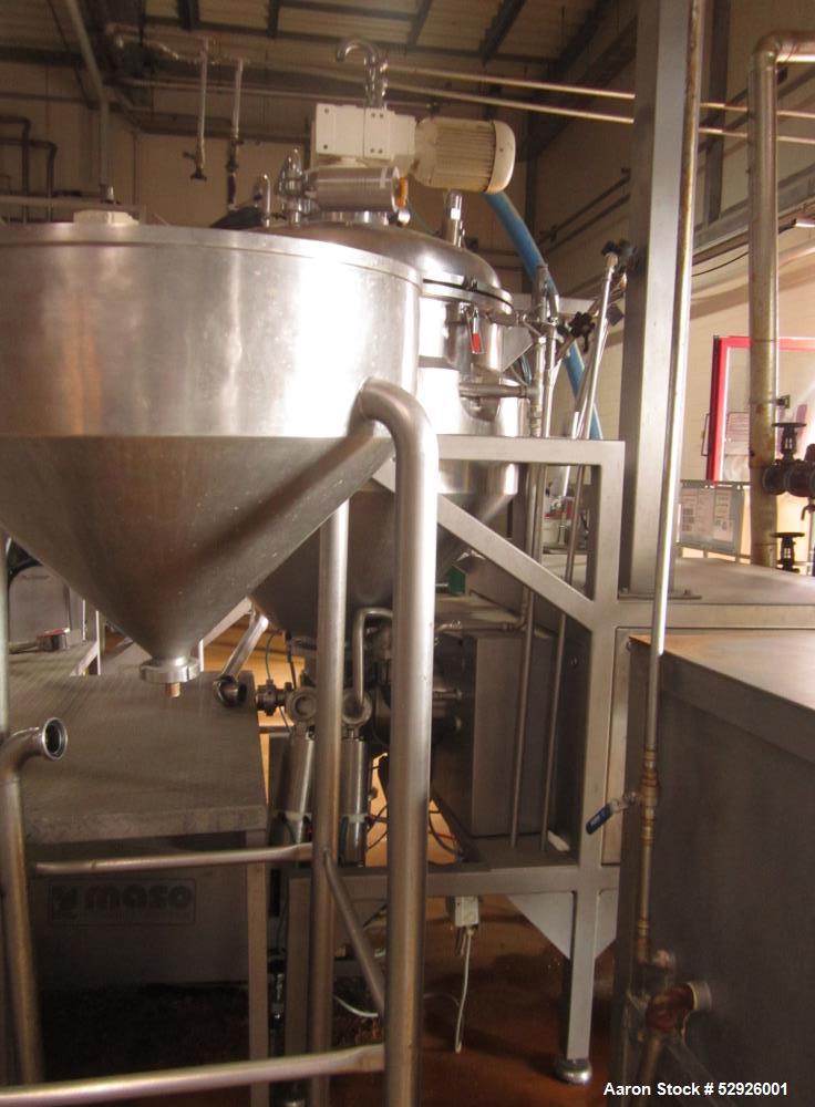 Used FrymaKoruma GmbH Food High Shear Emulsifier, Type MAXXD 400, Stainless Steel, 400 liter (105 gallon). Incl. motor, control and additional infrastructure. Overall dimensions: 91" ( 2800 mm long) ...