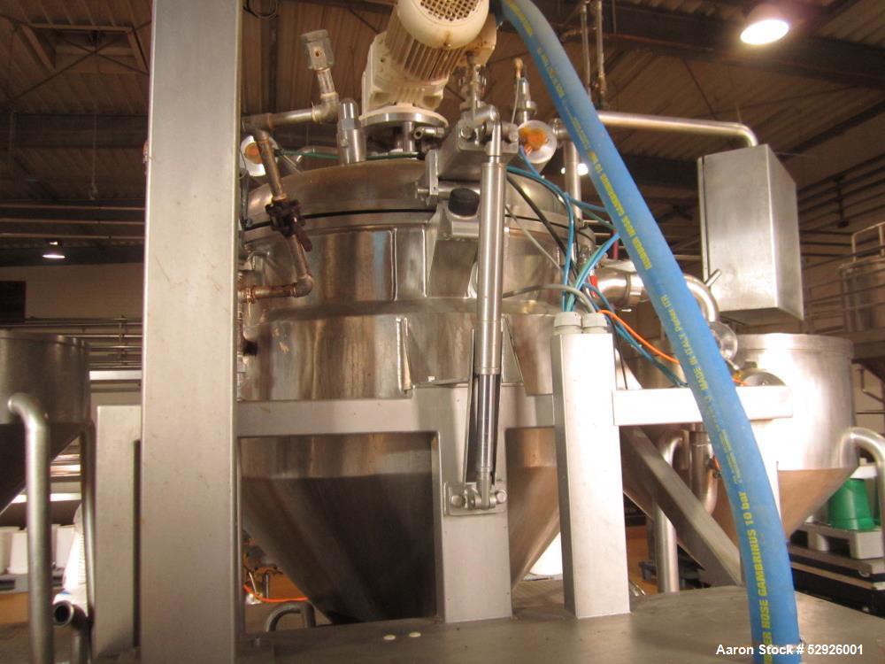 Used FrymaKoruma GmbH Food High Shear Emulsifier, Type MAXXD 400, Stainless Steel, 400 liter (105 gallon). Incl. motor, control and additional infrastructure. Overall dimensions: 91" ( 2800 mm long) ...