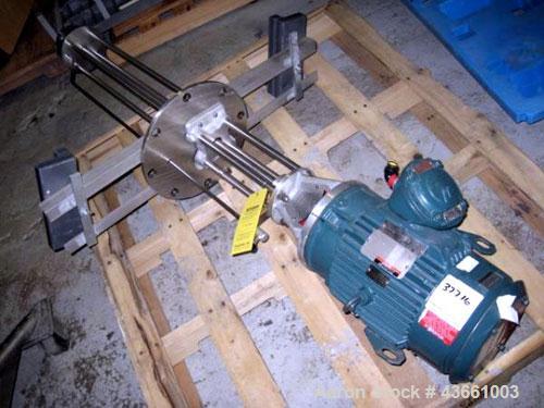 Used Greerco Homogenizer. Approximately 44" long shaft with 3.5" diameter rotor stator, driven by a 3hp, 3/60/230/460 volt, 3505 rpm XP motor. Bridge mounted. PRICE INCLUDES A 15% BUYERS PREMIUM. AS ...