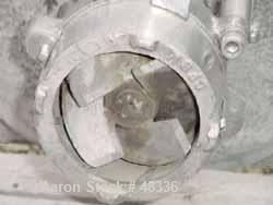 USED: Hill Mixer Inc homo mixer. Stainless steel stator and turbine. 6" dia, 54" long shaft. 30 hp 460v/3600 rpm. Baffle plate.