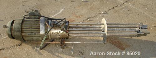 USED: Hill Homomixer, 316 stainless steel. approximately 4-7/8" diameter, 4 blade rotor, 100 gallon batch size. 1-1/4" diameter x 36" long shaft. Driven by a 7.5 hp, 3/60/230/460 volt, 3485 rpm XP mo...