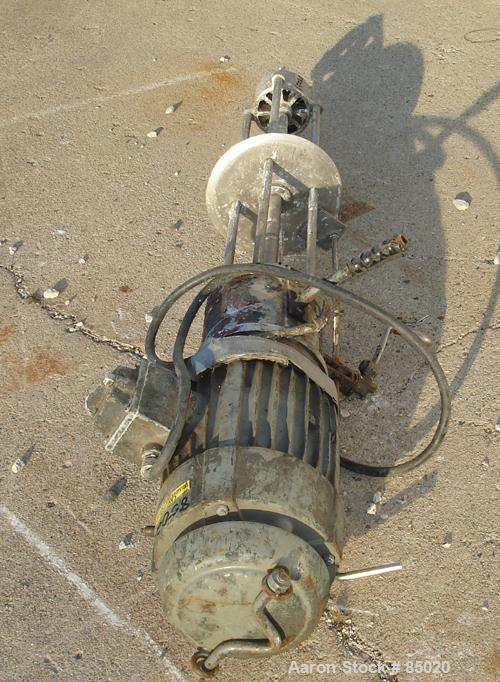 USED: Hill Homomixer, 316 stainless steel. approximately 4-7/8" diameter, 4 blade rotor, 100 gallon batch size. 1-1/4" diameter x 36" long shaft. Driven by a 7.5 hp, 3/60/230/460 volt, 3485 rpm XP mo...