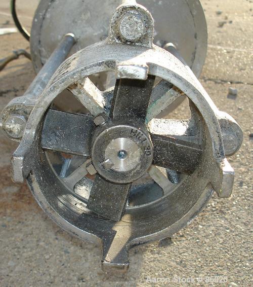 USED: Hill Homomixer, 316 stainless steel. approximately 4-7/8" diameter, 4 blade rotor, 100 gallon batch size. 1-1/4" diameter x 36" long shaft. Driven by a 7.5 hp, 3/60/230/460 volt, 3485 rpm XP mo...