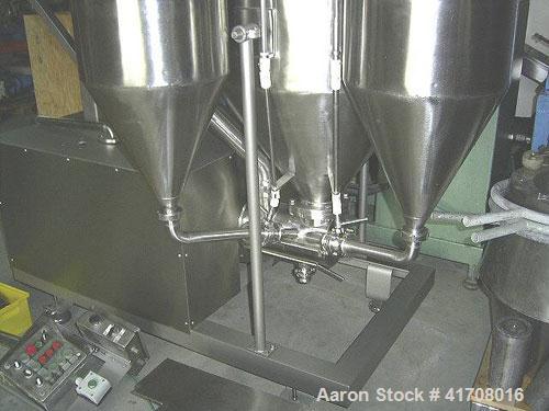 Used Koruma Disho V 160/330 Cream Manufacturing Plant, stainless steel, batch size 74 gallons (280 liters), not jacketed. 50 Hz. Mounted on frame and legs.
