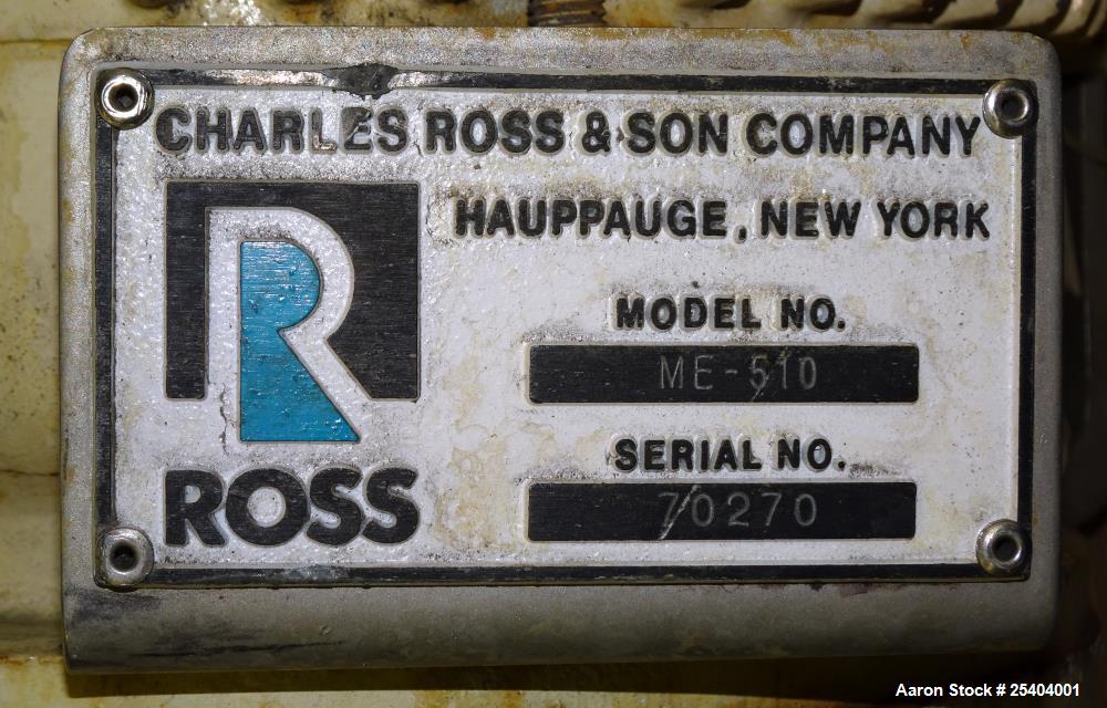 Used Ross Batch Mixer Emulsifier, Model ME-510, Stainless Steel.