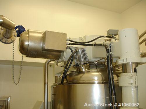 Used Oskar Krieger Molto-Mat Universal Homogenizer Mixer, Model MMU 500, Stainless Steel. 110 to 500 liter working capacity, 700 total. Internal rated –14 psi/29 psi (-1/+2 bar) at 266 deg F (130 C),...