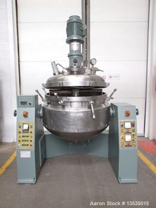 Used-Pressindustria TE 3 250 VR Vacuum Homogenizer. Stainless steel, double jacketed, total capacity 130 gallons (495 liters...