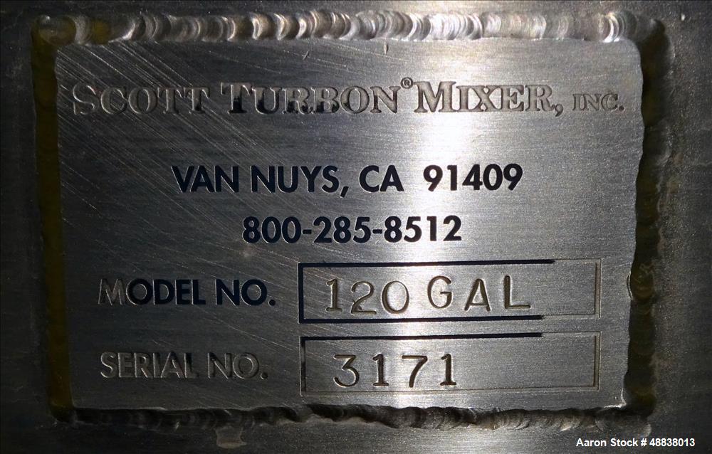 Used Scott Turbon Top Mounted Mixer, Model TMS4B 10-175.