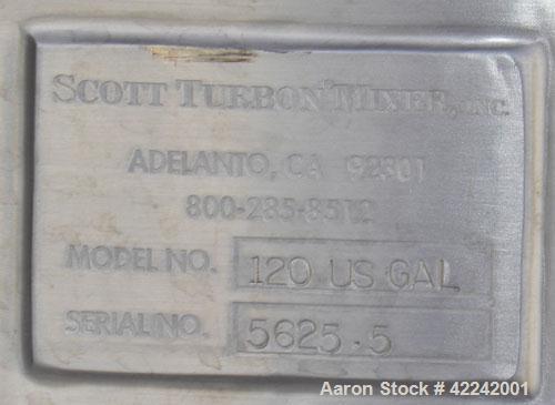 Used Scott Turbon Top Mounted Mixer, Model TMS3B-10. Approximately 1-1/2’’ diameter 17-4 PH stainless steel shaft with a “B” style head. Driven by a 10 hp, 3/60/230/460 volt, 3500 rpm motor. Mixer mo...