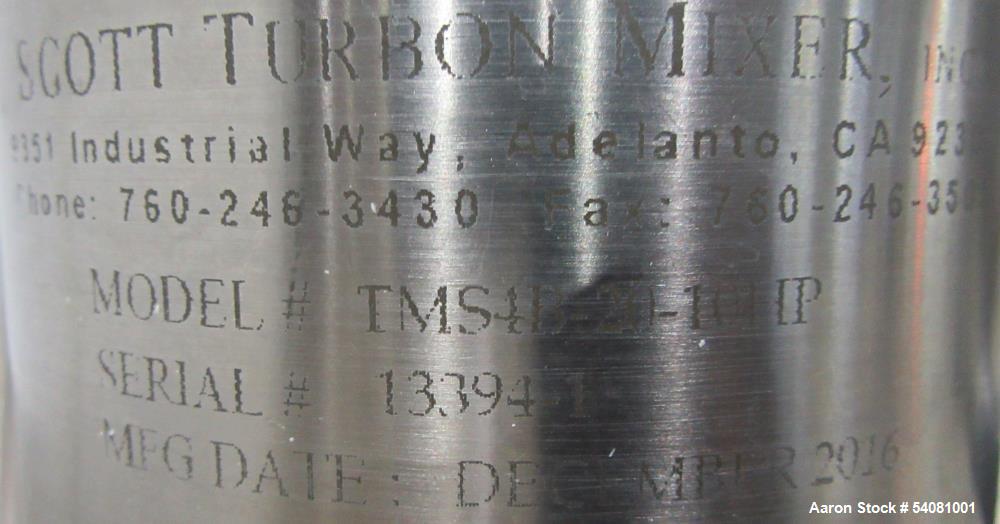 Used Scott Turbon TMS4B-20-10HP Top Mounted Mixer on Stainless Mixing Module