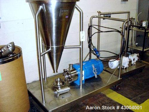 Used Silverson High Shear In-Line Mixer, Model 450 LS, 316 Stainless Steel. Approximate 4-1/2” diameter Emulsor screen work head, approximate 4-1/2” diameter rotor. 2” Tri-clamp inlet/outlet. Driven ...