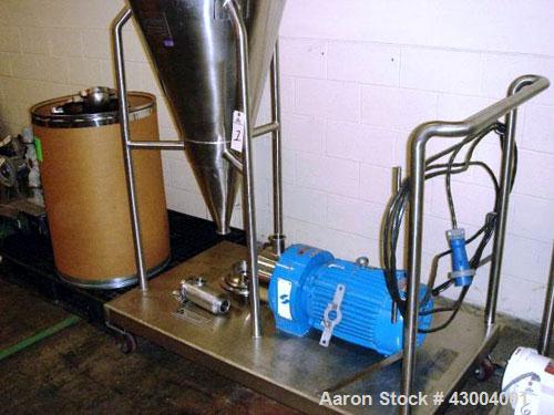 Used Silverson High Shear In-Line Mixer, Model 450 LS, 316 Stainless Steel. Approximate 4-1/2” diameter Emulsor screen work head, approximate 4-1/2” diameter rotor. 2” Tri-clamp inlet/outlet. Driven ...