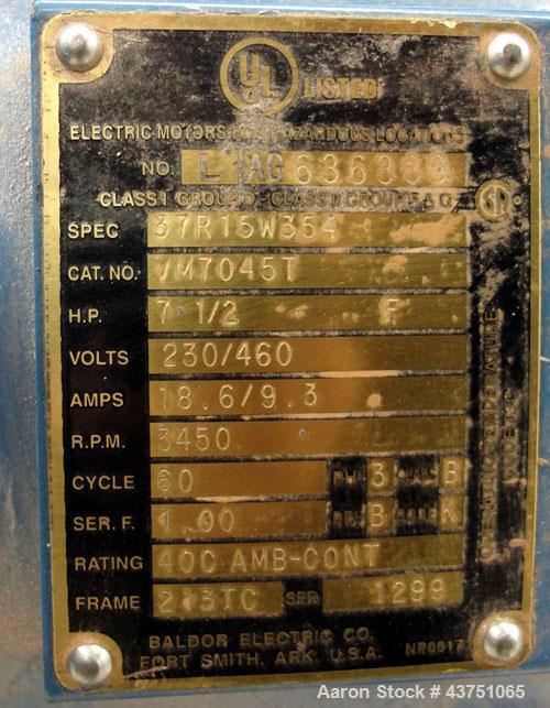 Used Silverson Batch Mixer Emulsifier, Model FX60, 316 Stainless Steel. Speed range 3600 rpm, batch range 40 to 320 gallon, approximately 20-1/2” long shaft. Driven by a 7-1/2hp, 3/60/230/460 volt, 3...
