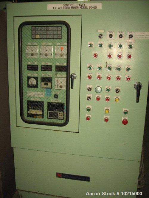 Used-TK AGI homo mixer, model 30-50, manufactured 1988. Homo mixer 2000-4000 rpm, paddle 0-240 rpm, turbine 0-360 rpm.