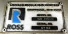 Used Ross Series 400 In-Line Mixer, Model HSM 401SC15, 316 Stainless Steel. Rated 66 gallons per minute (water). Non-jacketed chamber approximate 5-1/2” diameter x 2-1/2” deep, rotor approximate 5” d...