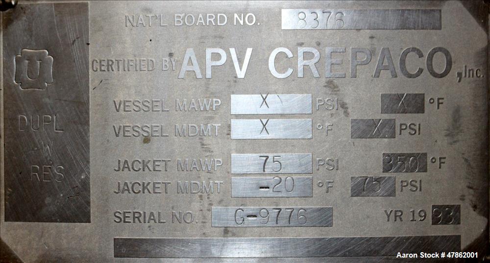Used APV Crepaco Liquiverter 300 Gallon Processor