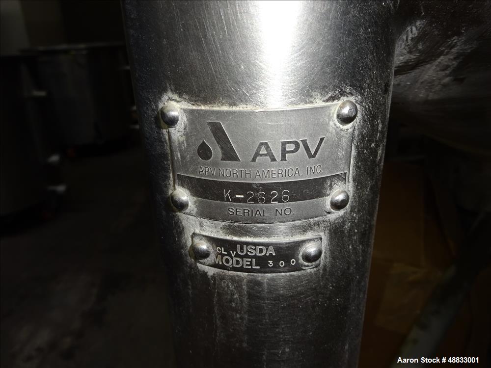 Used APV Liquiverter/Likwifier, 300 Gallon, Model CLV, 316L Stainless Steel.