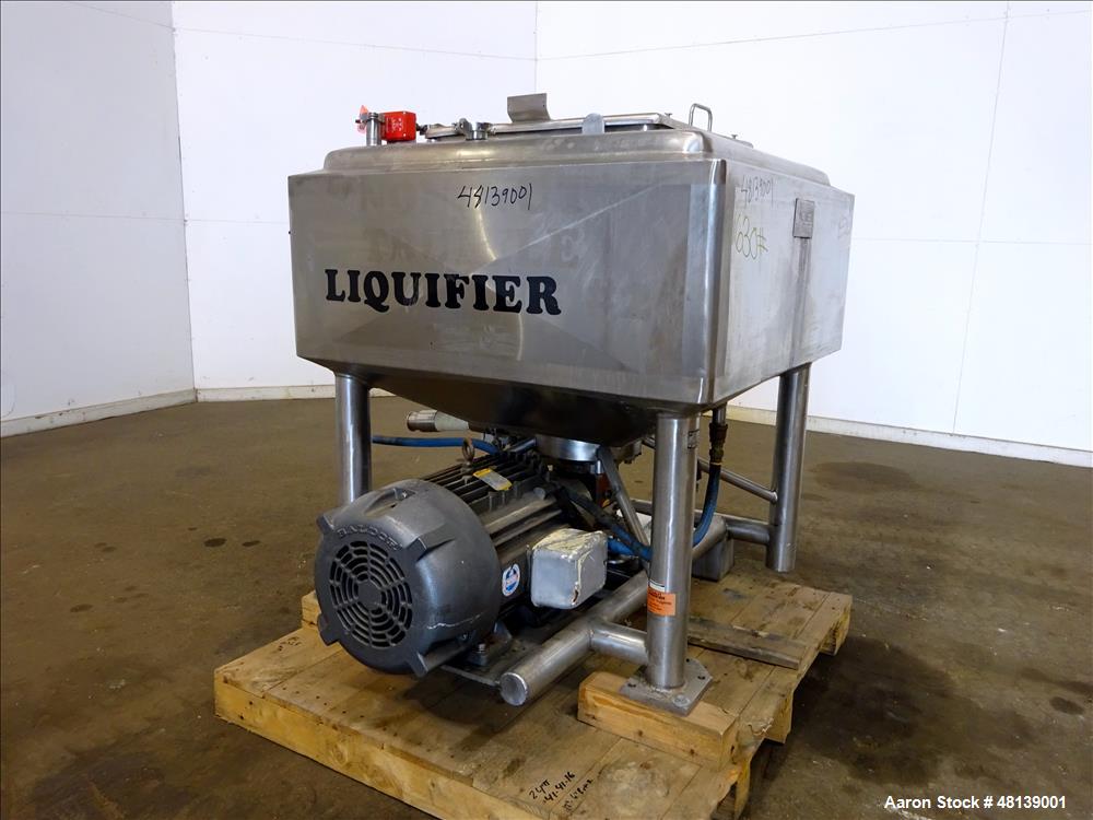 Used- APV Crepaco Liquifier, Approximately 100 Gallon, 304 Stainless steel.