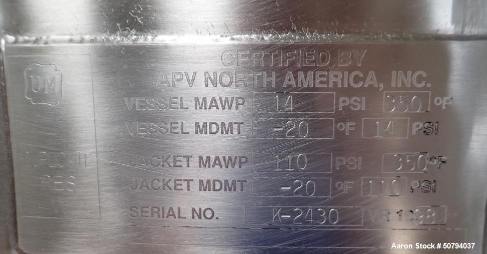 Used APV Crepaco 200 Gallon Jacketed Liquefier