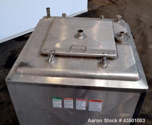 Used APV Crepaco Flex-Mix Liquiverter, 300 Gallon, 304 Stainless Steel. Jacketed tank 40” wide x 40” long x approximately 45” deep, rated 59 psi at 350 degrees F. 12” Bottom impeller, driven by a 30 ...