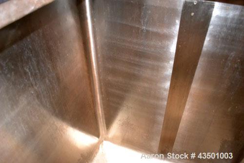 Used APV Crepaco Flex-Mix Liquiverter, 300 Gallon, 304 Stainless Steel. Jacketed tank 40” wide x 40” long x approximately 45” deep, rated 59 psi at 350 degrees F. 12” Bottom impeller, driven by a 30 ...