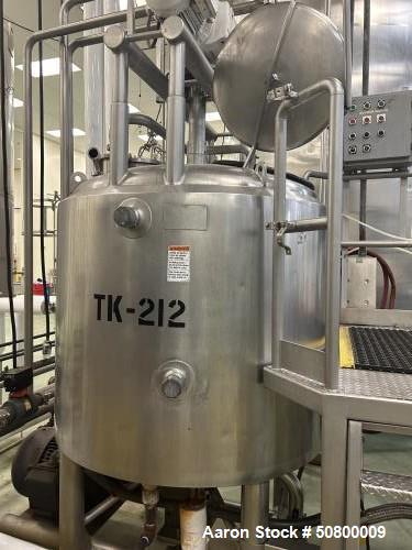 APV 300 Gallon Round Bottom Drive Jacketed Likwifier With Top Driven Scrape Agit