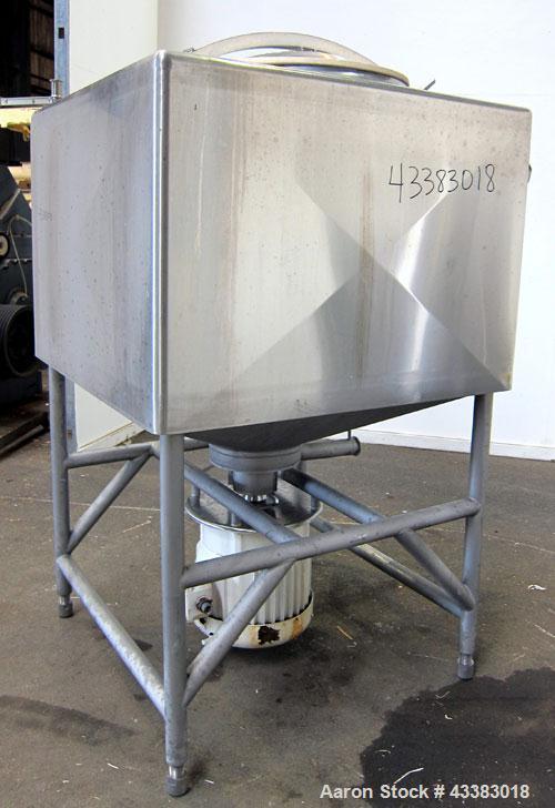 Used Breddo Likwifier, 300 Gallon, Model LDT, 304 Stainless Steel. Non-jacketed tank 48” wide x 48” long x 31” straight side. Flat top, coned bottom. Openings top 1-1/2” tri-clamp, (2) 2” tri-clamp, ...