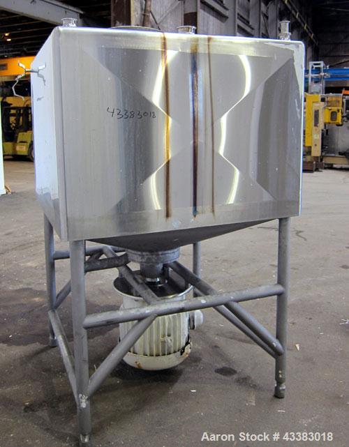 Used Breddo Likwifier, 300 Gallon, Model LDT, 304 Stainless Steel. Non-jacketed tank 48” wide x 48” long x 31” straight side. Flat top, coned bottom. Openings top 1-1/2” tri-clamp, (2) 2” tri-clamp, ...