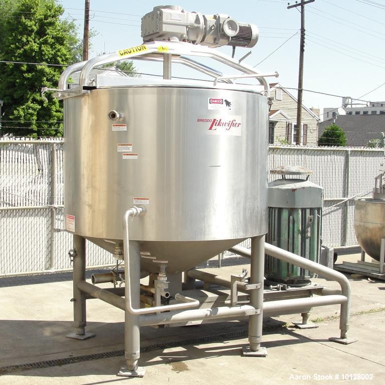 Used-Breddo Likwifier 600 Gallon, 316 Stainless Steel, Jacketed Scrape Surface Contical Bottom Blender, Model LORWWSS.  Inte...