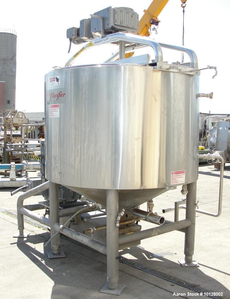 Used-Breddo Likwifier 600 Gallon, 316 Stainless Steel, Jacketed Scrape Surface Contical Bottom Blender, Model LORWWSS.  Inte...