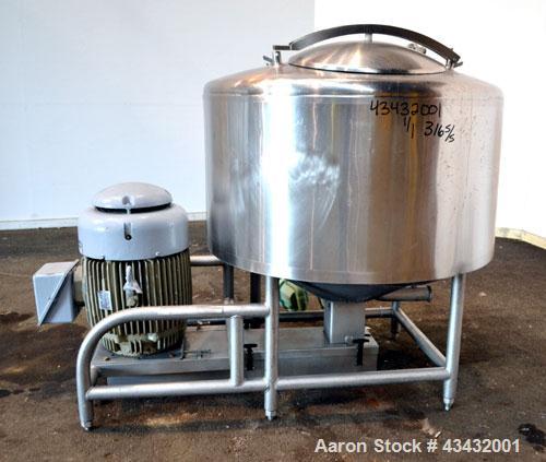 Used Breddo Likwifier, 200 Gallon, Model LORWW, 316 Stainless Steel. Dimple jacketed chamber 50” diameter x 23” straight side x 21” coned bottom, dished top. Jacket rated 90 psi at 270 degrees F. App...