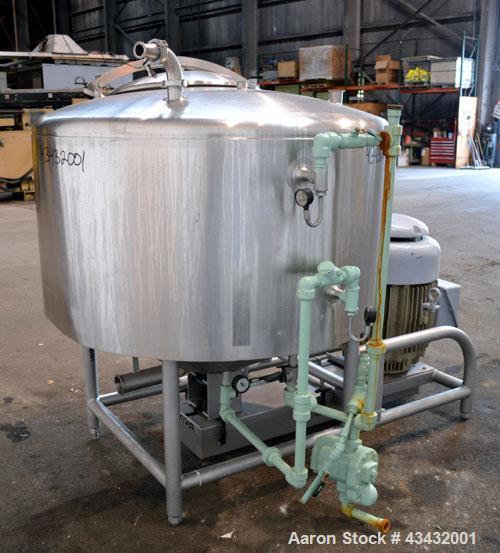 Used- Breddo Likwifier, 200 Gallon, Model LORWW, 316 Stainless Steel. Dimple jacketed chamber 50” diameter x 23” straight si...