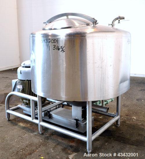 Used Breddo Likwifier, 200 Gallon, Model LORWW, 316 Stainless Steel. Dimple jacketed chamber 50” diameter x 23” straight side x 21” coned bottom, dished top. Jacket rated 90 psi at 270 degrees F. App...