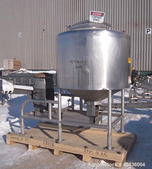 Used-  Breddo Likwifier, 300 Gallon, Model LOR, 304 Stainless Steel.  Non-jacketed tank 54" diameter x 30" straight side x c...