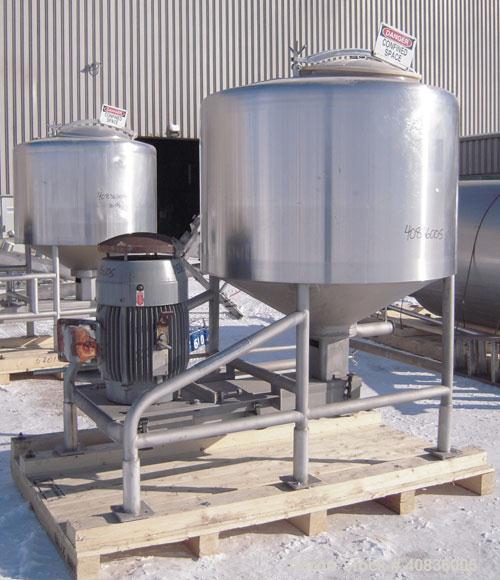 Used Breddo Likwifier, 300 Gallon, Model LOR, 304 Stainless Steel.  Non-jacketed tank 54" diameter x 30" straight side x coned bottom.  Dished top with the following openings: 1 1/2" tri-clamp, (2) 2...