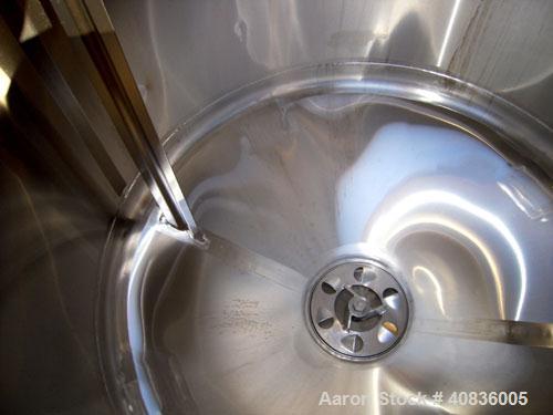 Used Breddo Likwifier, 300 Gallon, Model LOR, 304 Stainless Steel.  Non-jacketed tank 54" diameter x 30" straight side x coned bottom.  Dished top with the following openings: 1 1/2" tri-clamp, (2) 2...