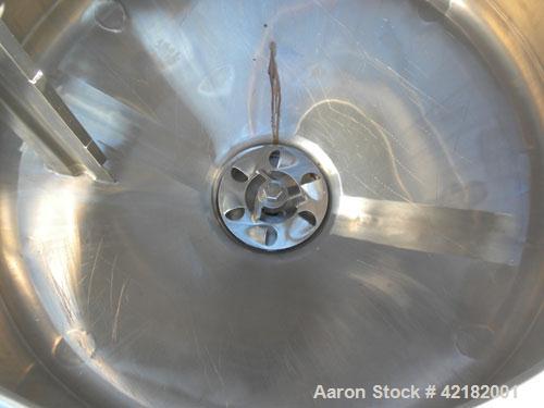 Used Breddo Likwifier, 100 Gallon, Model LOR, 304 stainless steel. Non-jacketed tank 42" diameter x 20" straight side x 18’’ coned bottom. Dished top with the following openings: 1-1/2" tri-clamp, (2...