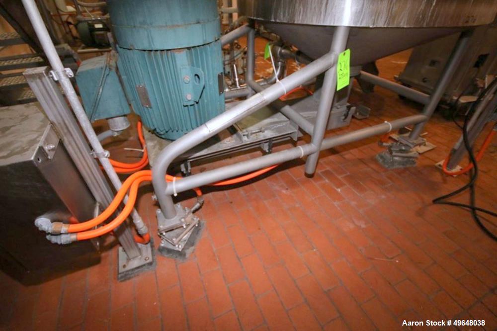 Used Breddo 300 Gal. Stainless Steel Likwifier, Model # LOR, Serial # 315752-1 0540065, with Reliance 60 hp Offset Motor, 1780 RPM, Mounted on Load Cells.