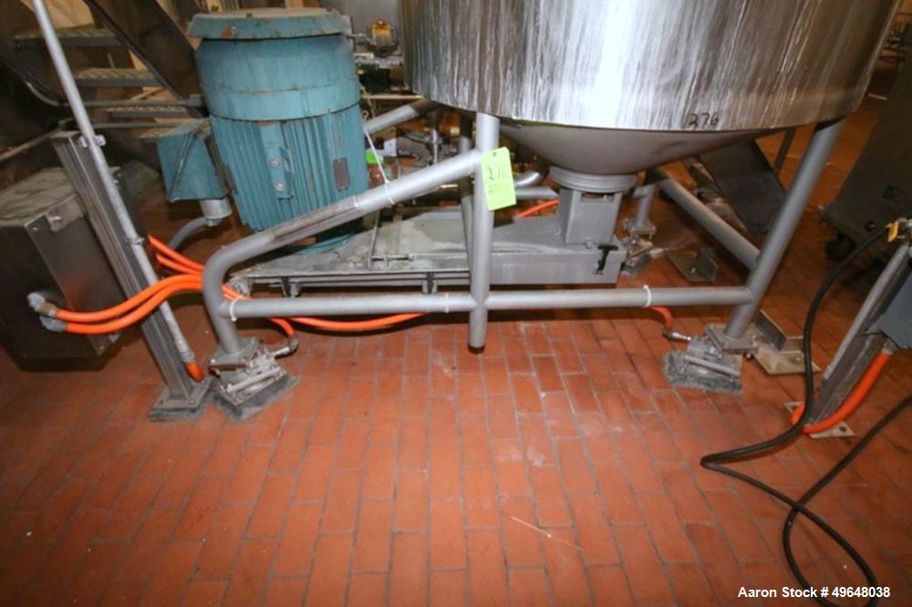 Used Breddo 300 Gal. Stainless Steel Likwifier, Model # LOR, Serial # 315752-1 0540065, with Reliance 60 hp Offset Motor, 1780 RPM, Mounted on Load Cells.