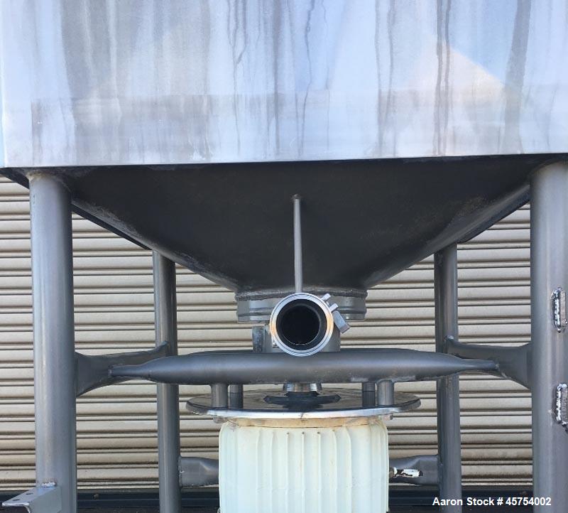 Used Breddo 100 Gallon Stainless Steel Likwifier, Model LDT. Dimensions - 34" wide x 34" long x 25" deep and  8" cone bottom. 65" Overall height. 316 Stainless steel frame construction. 32" stainless...