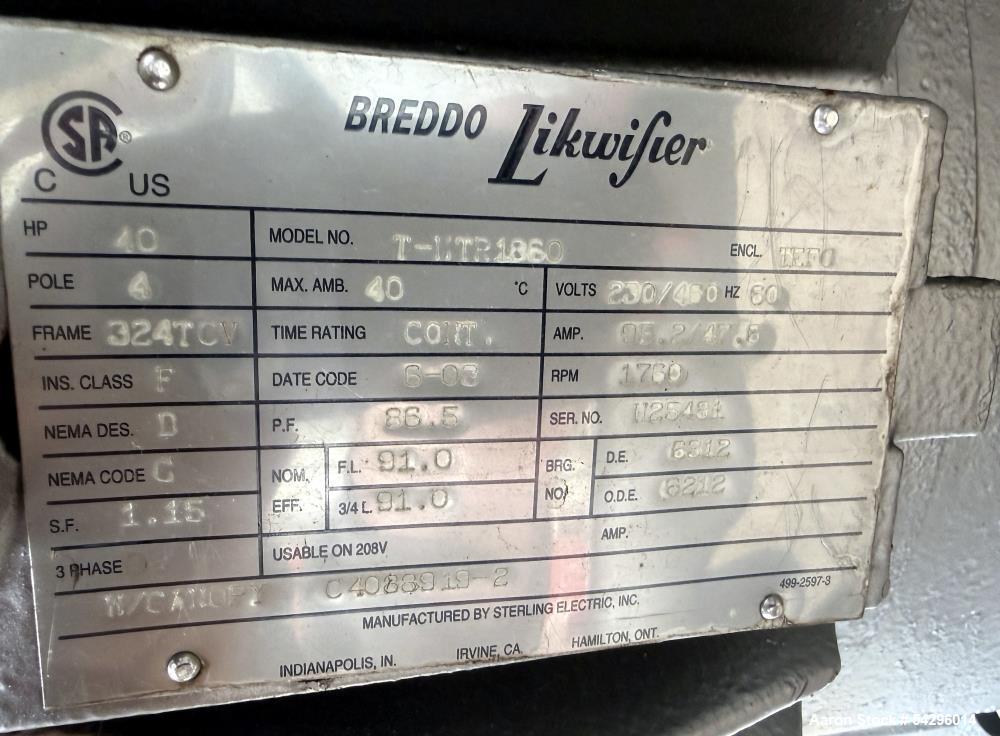 Used Breddo Likwifier 250 Gallon Stainless Steel High Shear Mixer with Mezzanine | 40 HP Emulsifier & SPX Pump