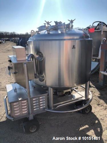 Used Letsch 250 Gallon Stainless Steel Pressure Vessel / Likwifier – 316L, Jacketed, Cone Bottom, Portable