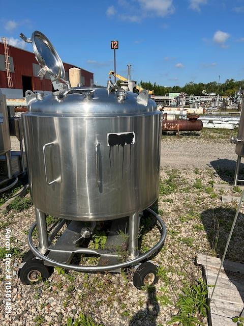 Used Letsch 250 Gallon Stainless Steel Pressure Vessel / Likwifier – 316L, Jacketed, Cone Bottom, Portable
