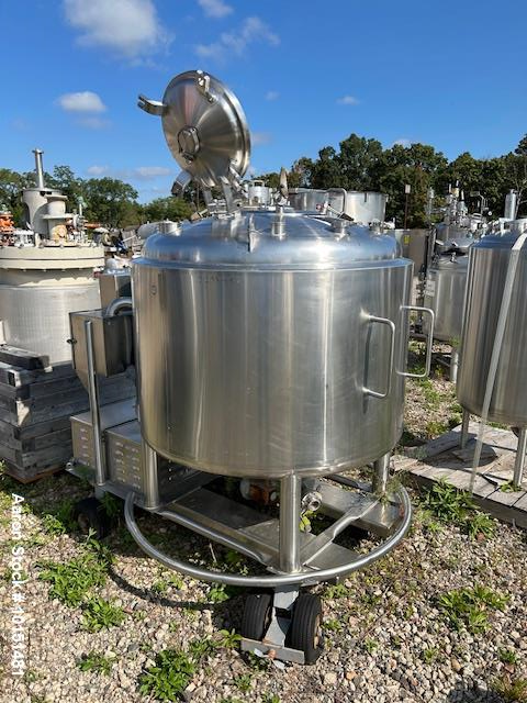 Used Letsch 250 Gallon Stainless Steel Pressure Vessel / Likwifier – 316L, Jacketed, Cone Bottom, Portable