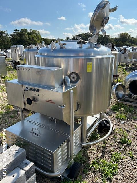 Used Letsch 250 Gallon Stainless Steel Pressure Vessel / Likwifier – 316L, Jacketed, Cone Bottom, Portable