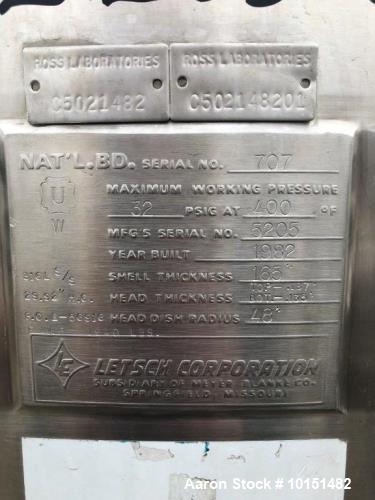 Letsch Corporation 316L Stainless Steel Pressure Vessel/Likwifier,