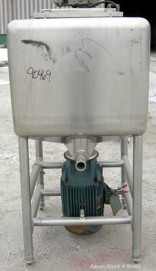Used Norman Machinery Co Likwifier, Model DH-100, 100 Gallon Capacity, 304 Stainless Steel. Non-jacketed chamber 32" wide x 32" long x 26" deep x coned bottom. Openings: top 20" x 20" with cover; 2" ...
