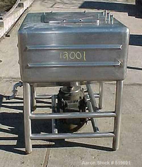USED: Norman Likwifier with 250 gallon stainless steel sanitary tankapproximately 48" x 48" x 26" high. Unit has a hinged lid, 50 hpdirect drive, stainless steel legs, and was last used in a foodappl...