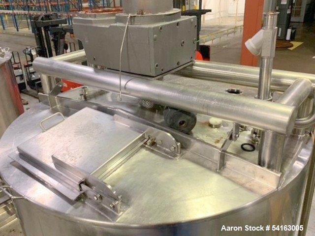 Used Walker Stainless Jacketed 500 Gallon Stainless Liquifier/Multi-Motion Mixer, Model PZ-MM. 316L stainless steel. Jacket rated 120 psi at 350 degrees F. Top mounted agitator with scraper/sweep bla...