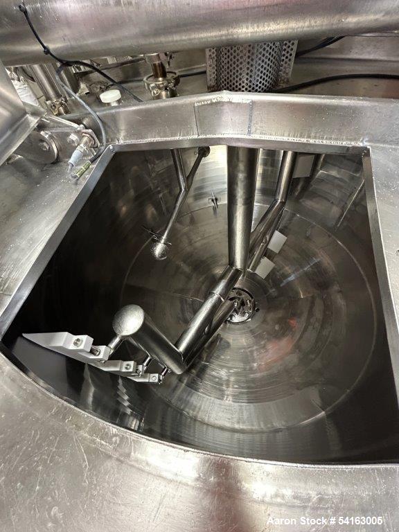 Used Walker Stainless Jacketed 500 Gallon Stainless Liquifier/Multi-Motion Mixer, Model PZ-MM. 316L stainless steel. Jacket rated 120 psi at 350 degrees F. Top mounted agitator with scraper/sweep bla...